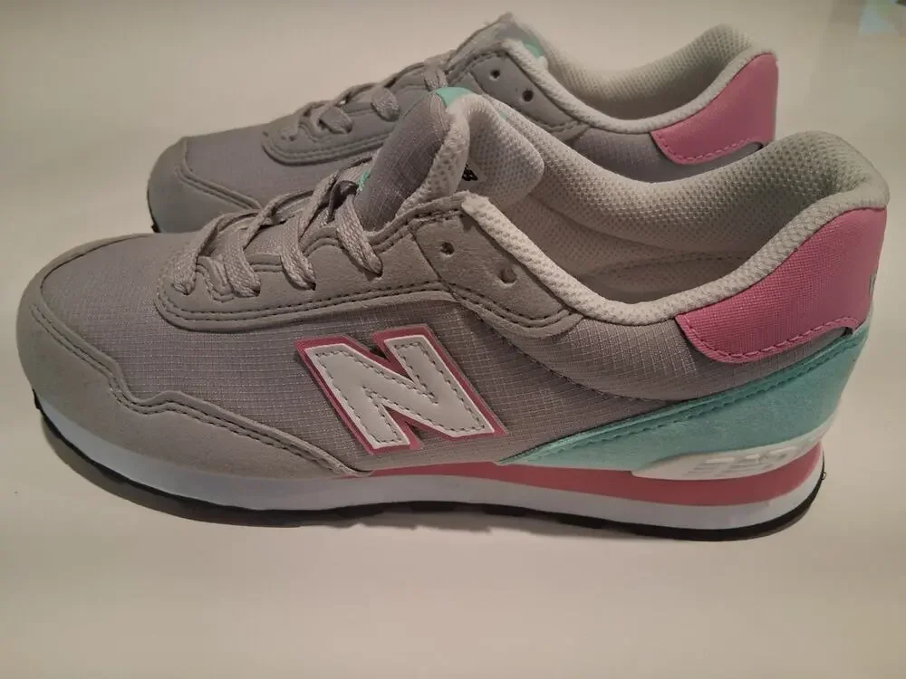 New Balance 515 Girls Shoes Sz 2.5Y Gray Pink Cyan PC515BP NWOB
